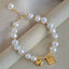 Elegant Retro Heart & Baroque Freshwater Pearl Bracelet Set