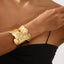 Elegant Retro Luxurious Petal Alloy Bangle - European and American Design High-End Glossy Metal Bracelet