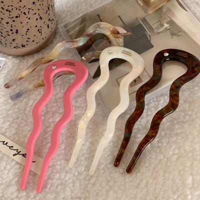 Elegant Retro U-Shaped Acetate Hairpin for Women