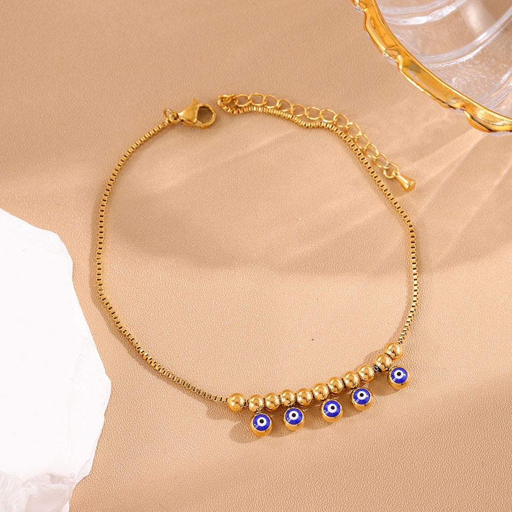 Elegant Blue Eye Stainless Steel Anklet Bracelet