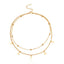 Elegant Romantic Star Moon 18K Gold Plated Stainless Steel Anklet and Double Layer Moon Star Necklace