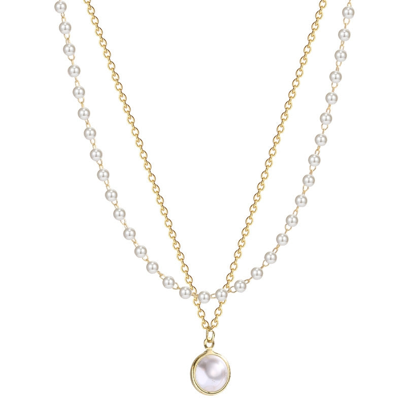 Elegant Layered Pearl Pendant Necklace for Women