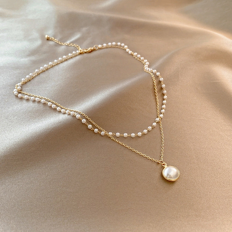 Elegant Layered Pearl Pendant Necklace for Women