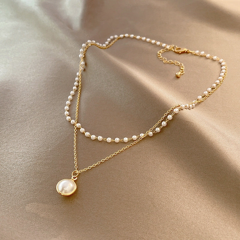 Elegant Layered Pearl Pendant Necklace for Women