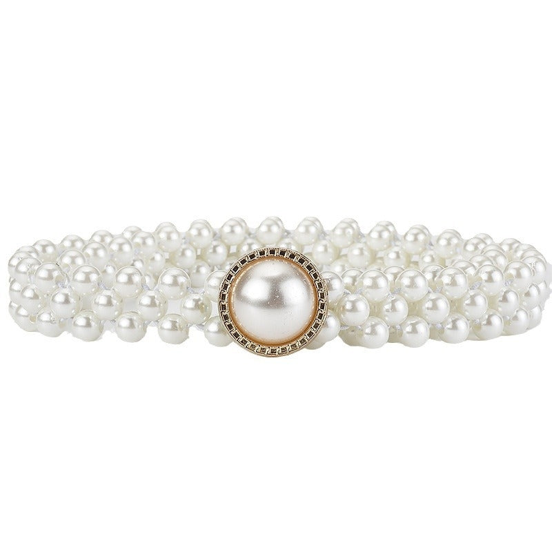 Elegant Vintage White Pearl Women's Chain Belt