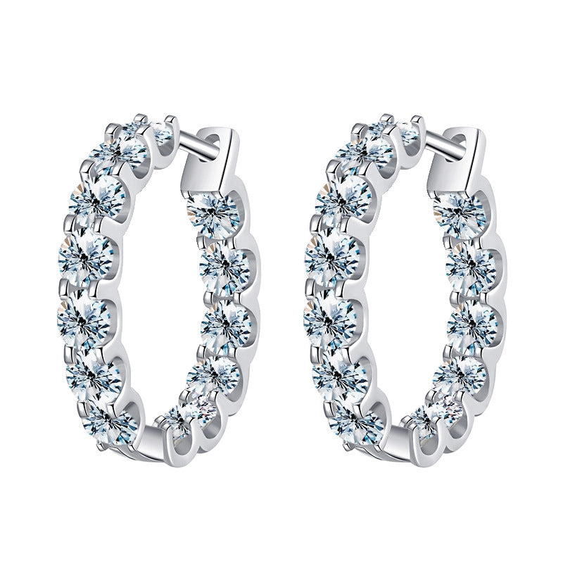 Elegant Sterling Silver Moissanite Tassel Hoop Earrings for Weddings