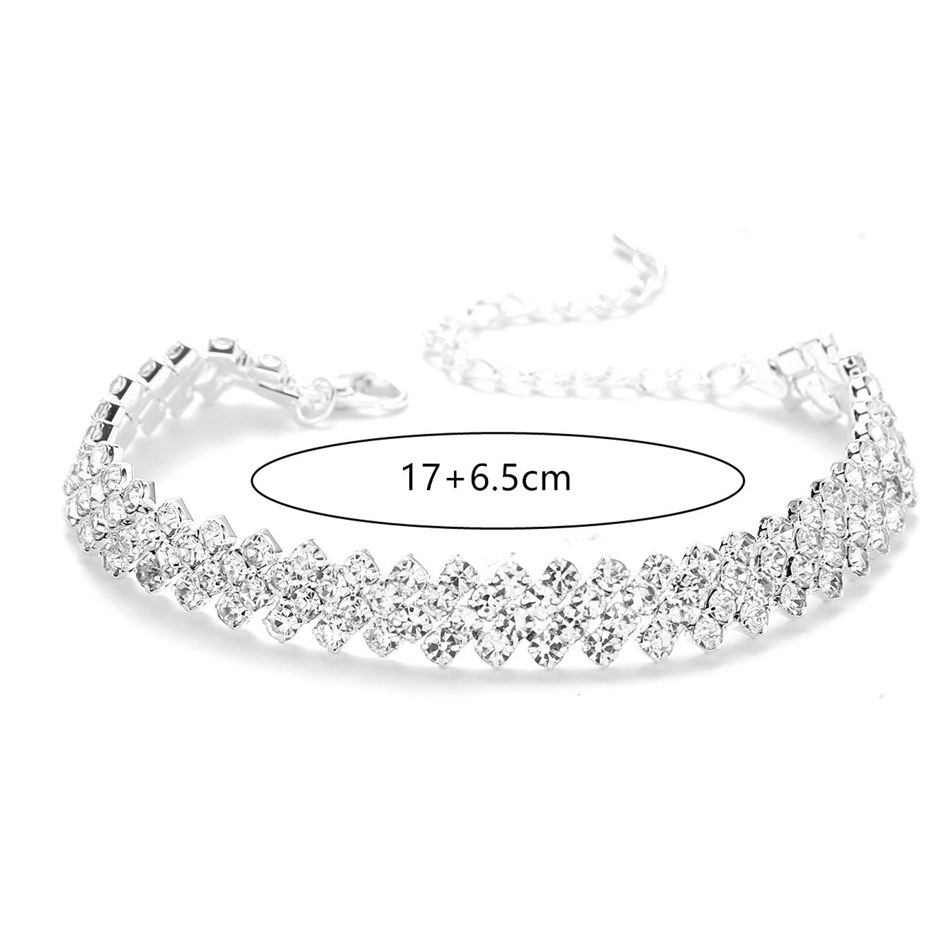 Elegant Geometric Rhinestone Crystal Double Row Bracelet - 2024 Spring Fashion