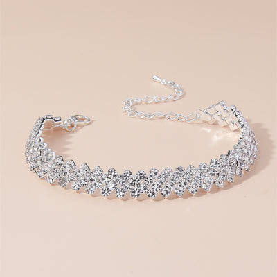 Elegant Geometric Rhinestone Crystal Double Row Bracelet - 2024 Spring Fashion