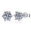 Elegant Round Sterling Silver Moissanite Zircon Stud Earrings with PT950 Gold Plating