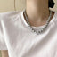 Elegant Geometric Stainless Steel Pearl Necklace for Women