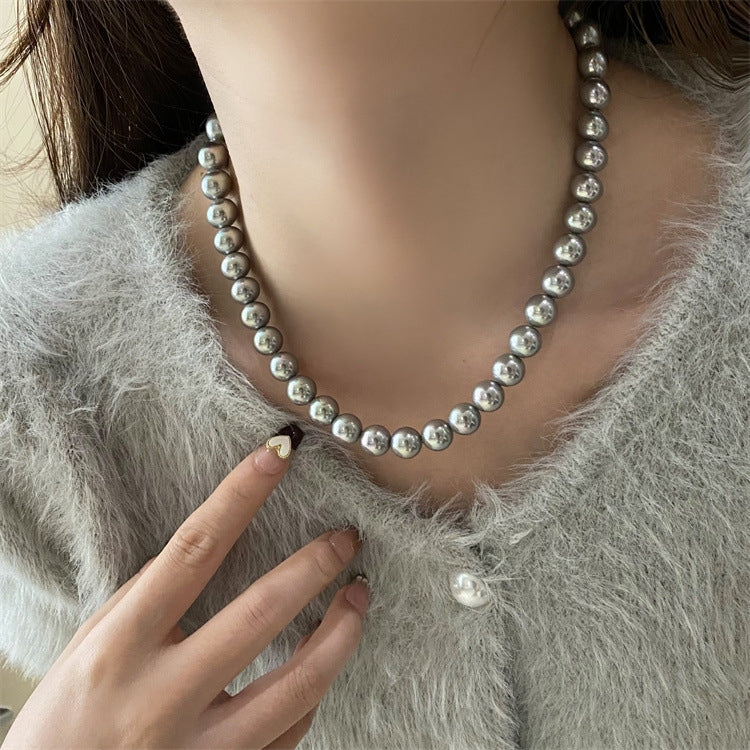 Elegant Geometric Stainless Steel Pearl Necklace for Women