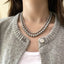 Elegant Geometric Stainless Steel Pearl Necklace for Women