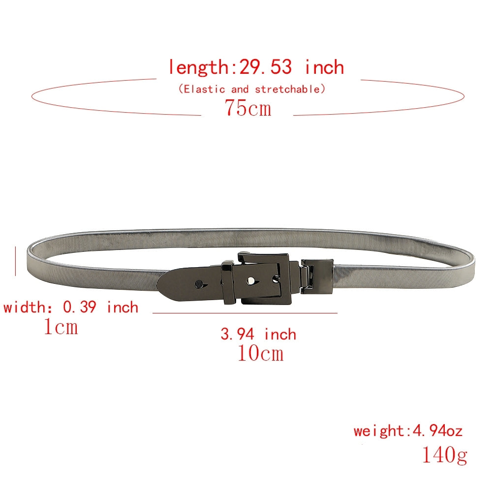 Elegant Geometric Alloy Women's Chain Belt with Metal Spring Elastic Waistband