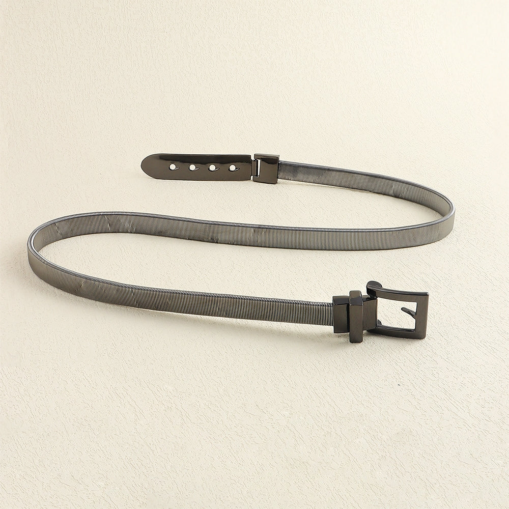 Elegant Geometric Alloy Women's Chain Belt with Metal Spring Elastic Waistband