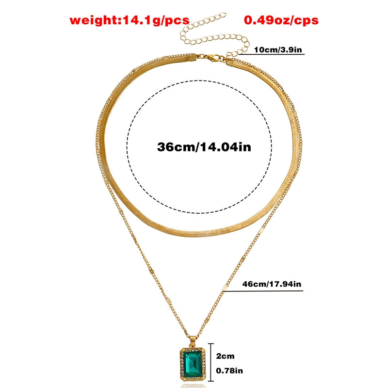 Elegant Geometric Alloy Double Layer Pendant Necklace for Women