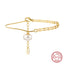 Elegant Geometric Freshwater Pearl 14k Gold Plated Sterling Silver Bracelet and Anklet Set