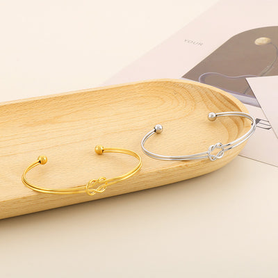 Elegant Geometric Stainless Steel Knot Open Bracelet - Minimalist Fashion Versatile Jewelry