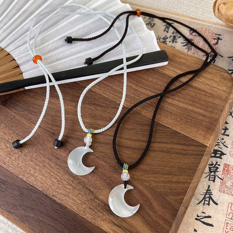 Elegant Moon Opal Pendant Necklace for Women - Minimalist Design