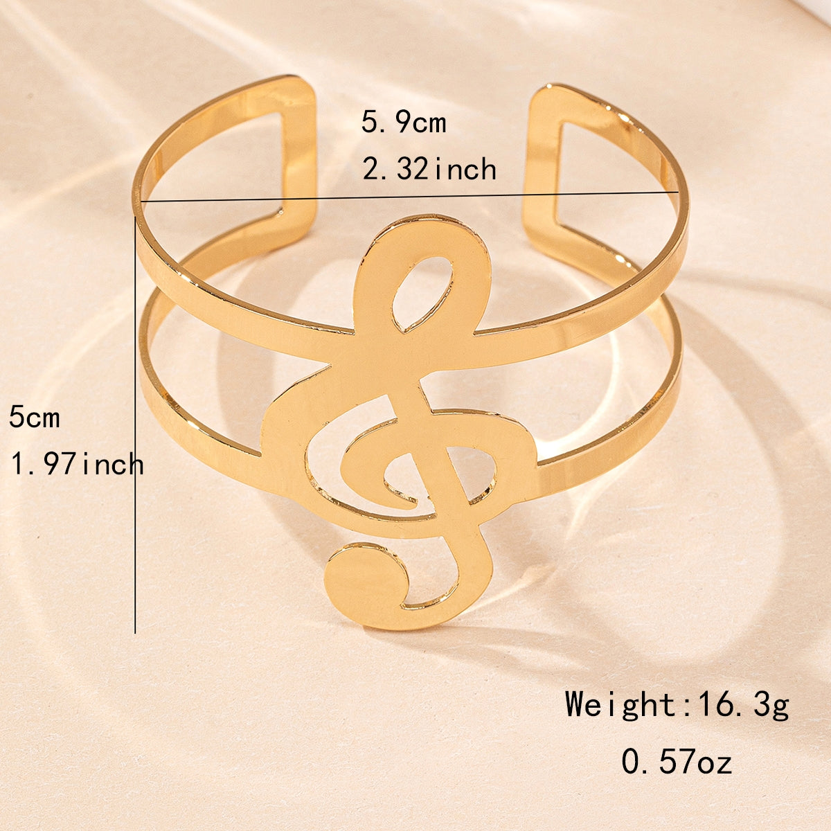 Elegant Music Note Open Cuff Bangle Bracelet 2024 Fashion Jewelry