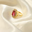 Elegant Vintage Oval Zircon 18K Gold Plated Copper Ring