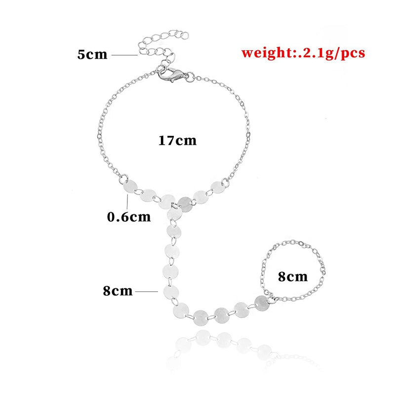 Elegant Round Alloy Geometric Sequin Bracelet for Women