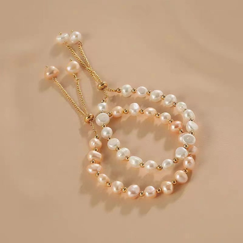 Elegant Baroque Style Freshwater Imitation Pearl Beaded Women's Bracelet