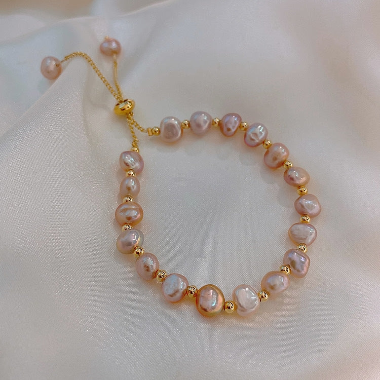 Elegant Baroque Freshwater Pearl Bracelet with Fishtail Design