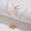 Elegant Moon Butterfly Zircon Layered Necklace for Women