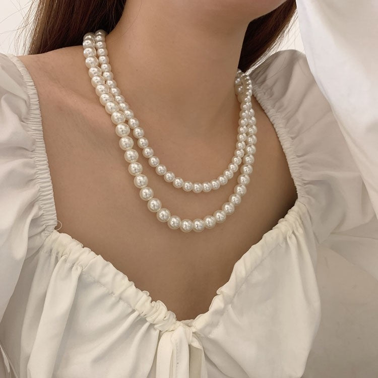 Elegant Minimalist Solid Color Imitation Pearl Necklace for Women 2023 Fashion Choker Accessory