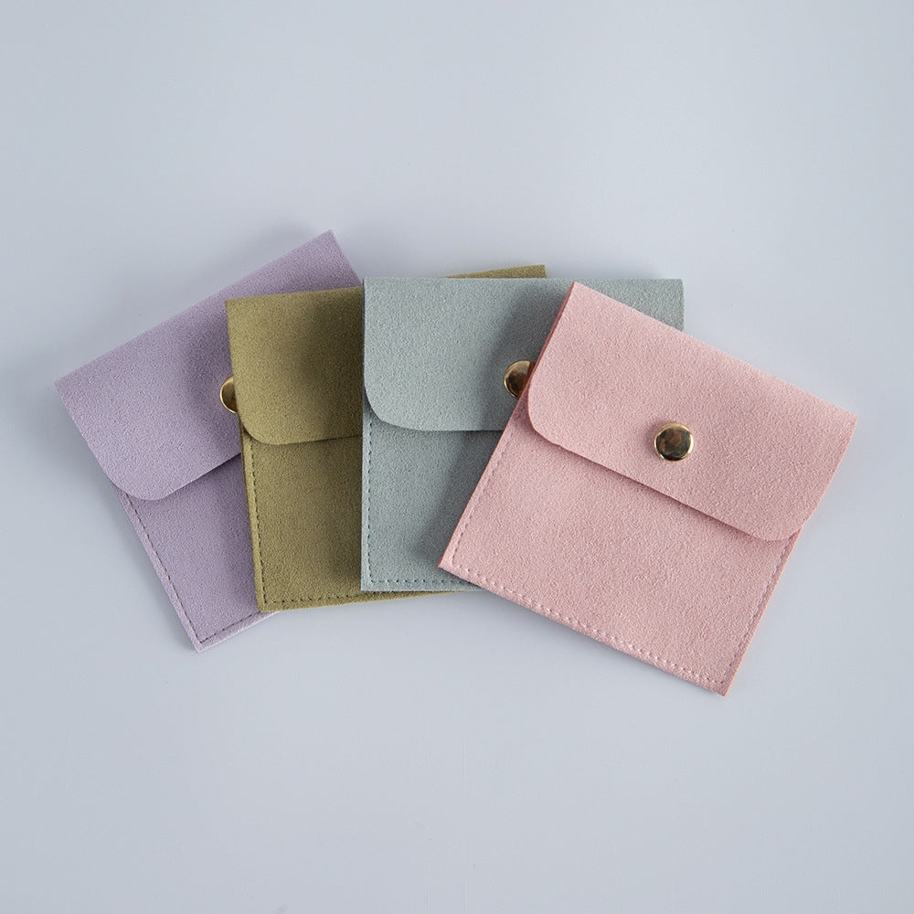 Elegant Solid Color Flannel Jewelry Packaging Bags with Snap Closure