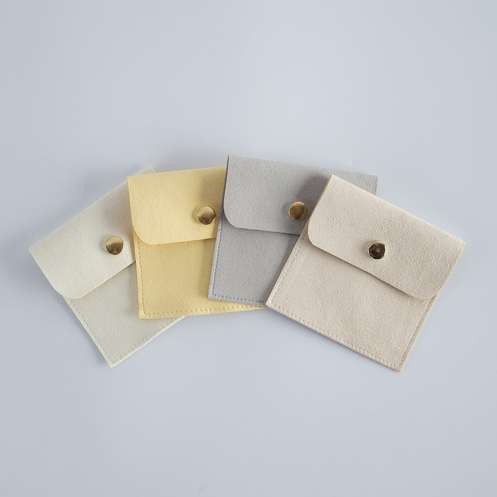 Elegant Solid Color Flannel Jewelry Packaging Bags with Snap Closure