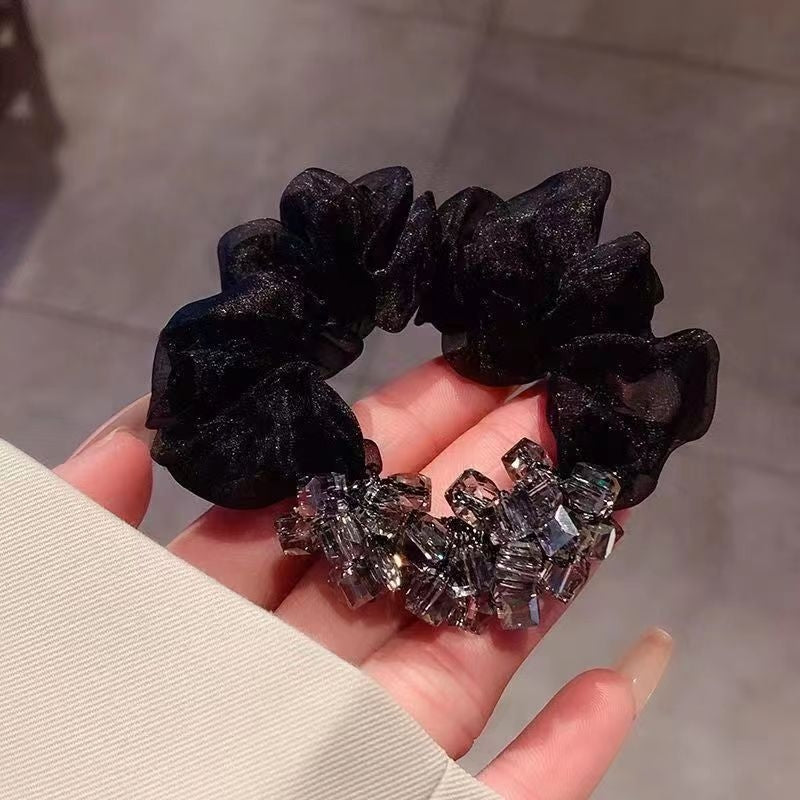 Elegant Organza Hair Tie with Crystal Accents