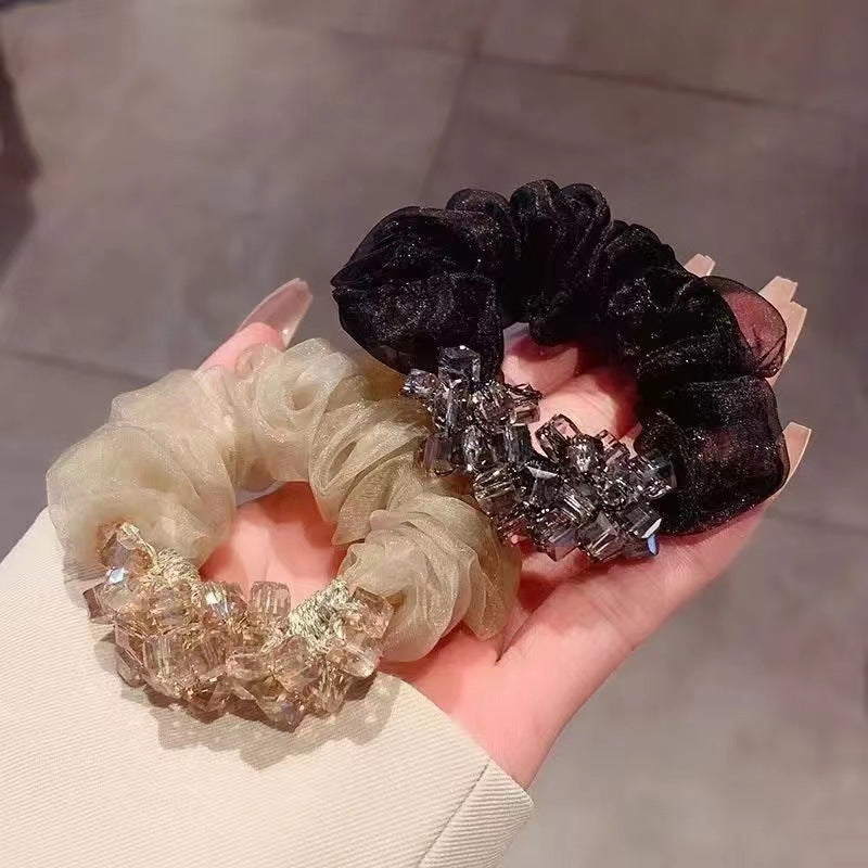 Elegant Organza Hair Tie with Crystal Accents