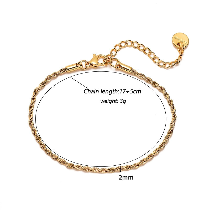 Elegant Stainless Steel Twisted Chain Bracelets for Women