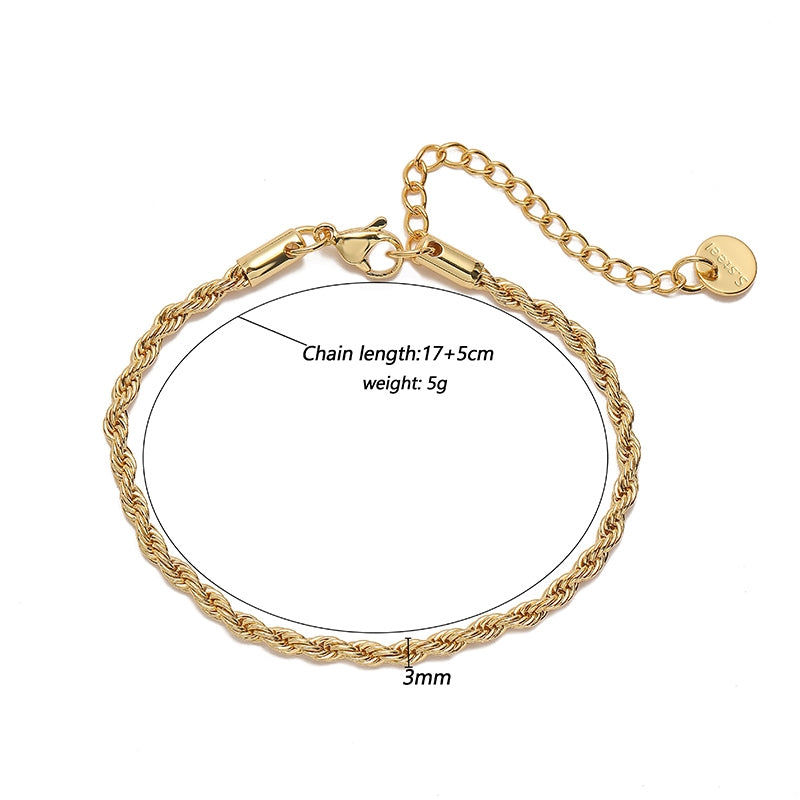 Elegant Stainless Steel Twisted Chain Bracelets for Women