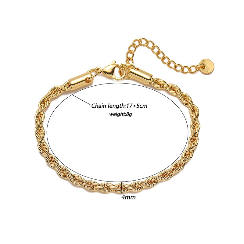 Elegant Stainless Steel Twisted Chain Bracelets for Women