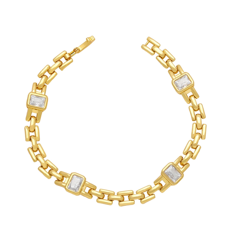 Elegant Geometric Zircon 18k Gold Plated Punk Streetwear Bracelet