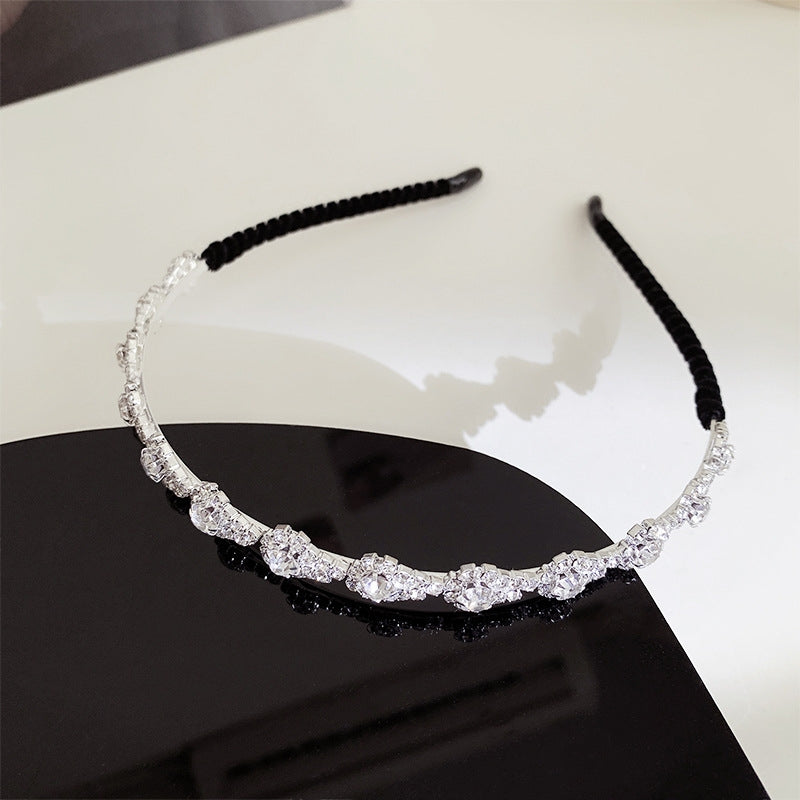 Elegant Heart Bow Knot Rhinestone Pearl Hair Band