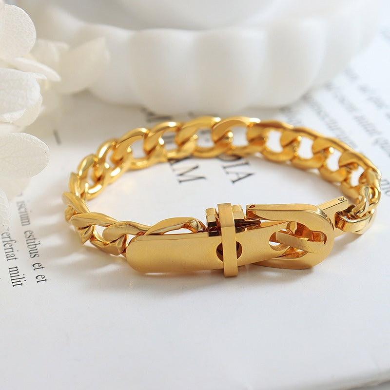 Elegant 18K Gold Plated Stainless Steel Chain Bracelet