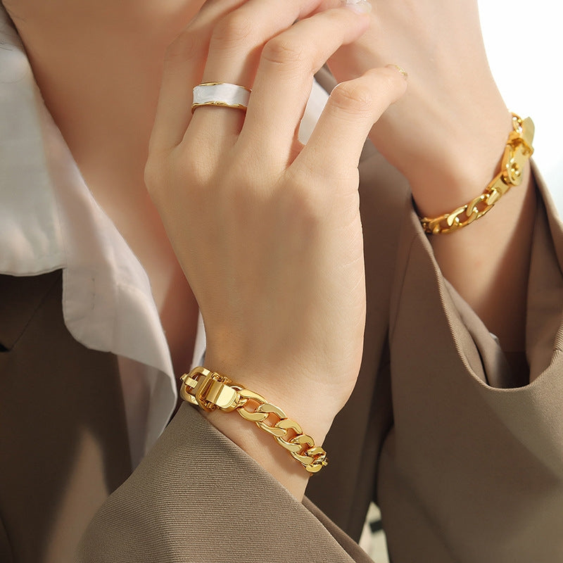 Elegant 18K Gold Plated Stainless Steel Chain Bracelet