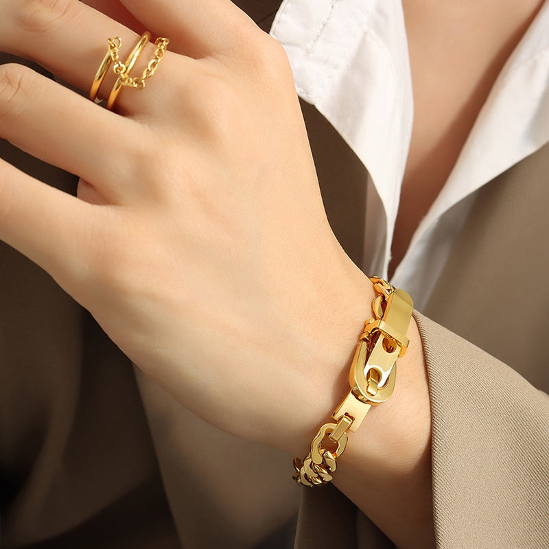 Elegant 18K Gold Plated Stainless Steel Chain Bracelet