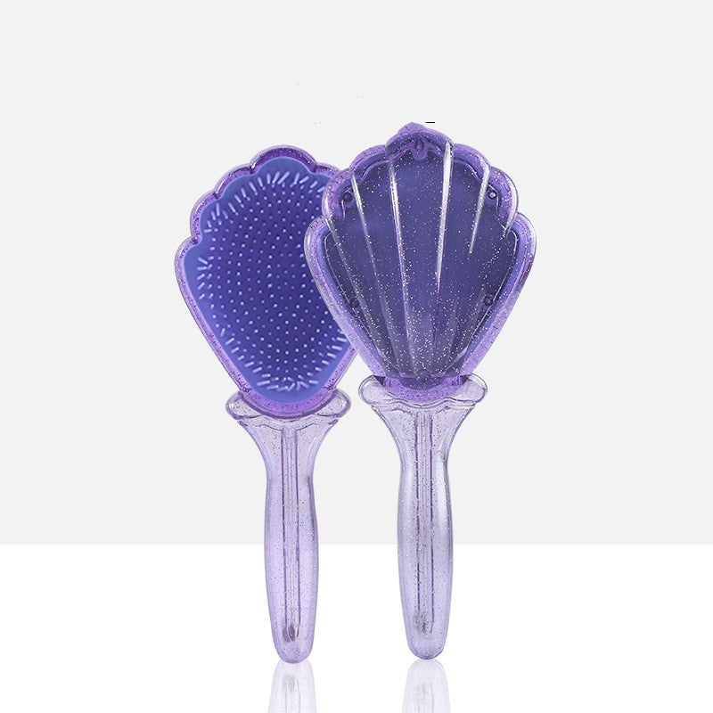 Elegant Glitter Handle Shell Hair Comb - Anti-Knot & Smooth Finish