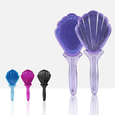 Elegant Glitter Handle Shell Hair Comb - Anti-Knot & Smooth Finish