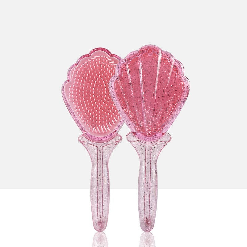 Elegant Glitter Handle Shell Hair Comb - Anti-Knot & Smooth Finish