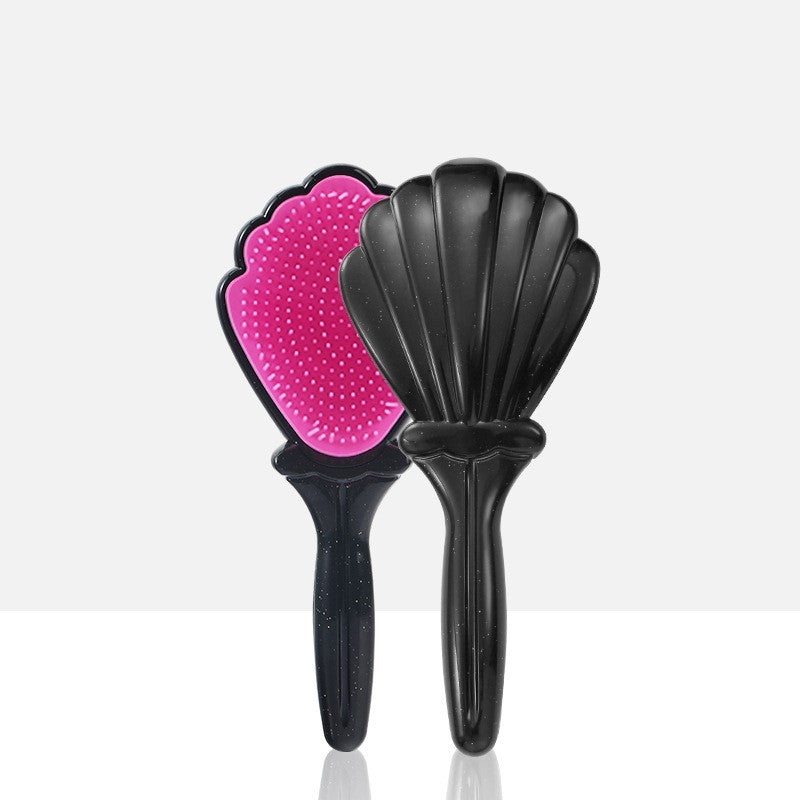 Elegant Glitter Handle Shell Hair Comb - Anti-Knot & Smooth Finish