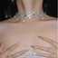 Elegant Rhinestone Inlay Silver Plated Women's Choker Necklace with Tassel Design