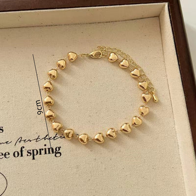 Elegant Gold Alloy Bracelet and Heart Necklace Set for Women