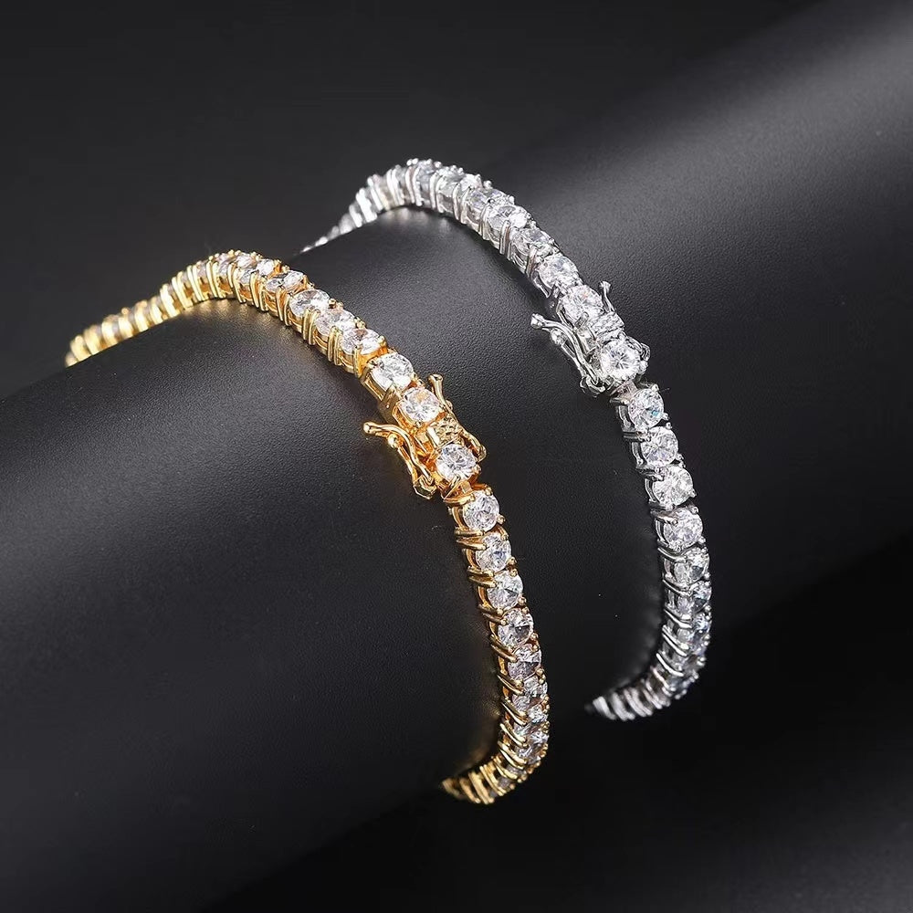 Elegant Zircon Inlay 18k Gold & White Gold Plated Tennis Bracelet