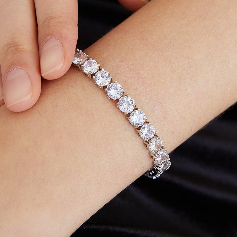 Elegant Zircon Inlay 18k Gold & White Gold Plated Tennis Bracelet