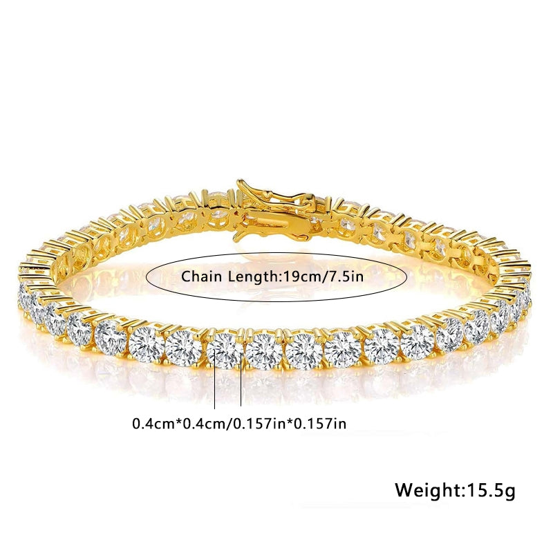 Elegant Zircon Inlay 18k Gold & White Gold Plated Tennis Bracelet